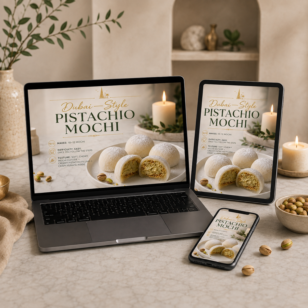 Dubai-Style Pistachio Mochi Recipe Guide